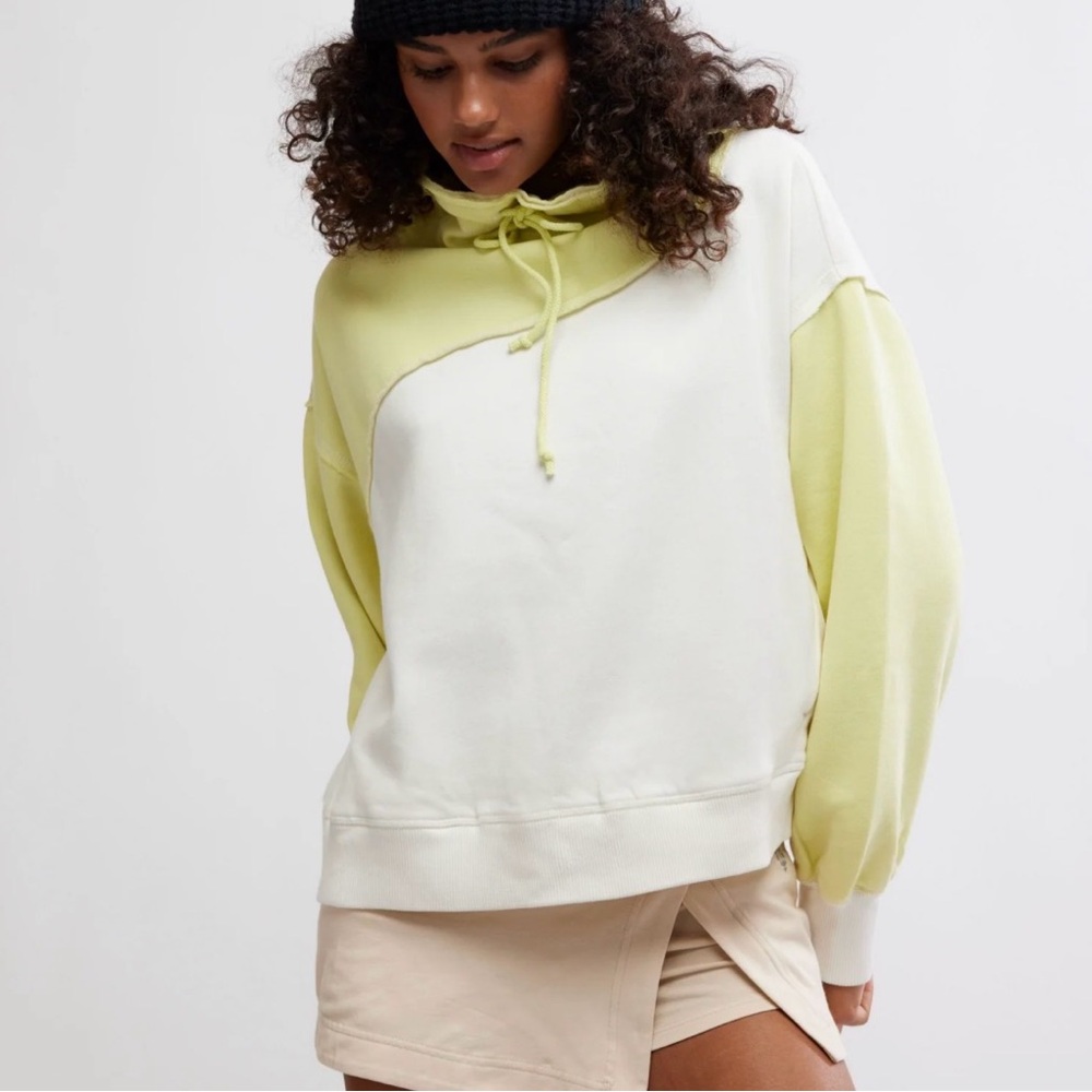 FP Movement By Free People Homestretch Colorblock Yellow White Pullover Small